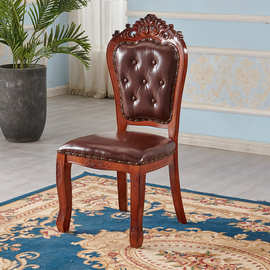 欧式实木餐椅休闲软包凳子酒店会议椅现代化妆椅麻将靠背家用椅子