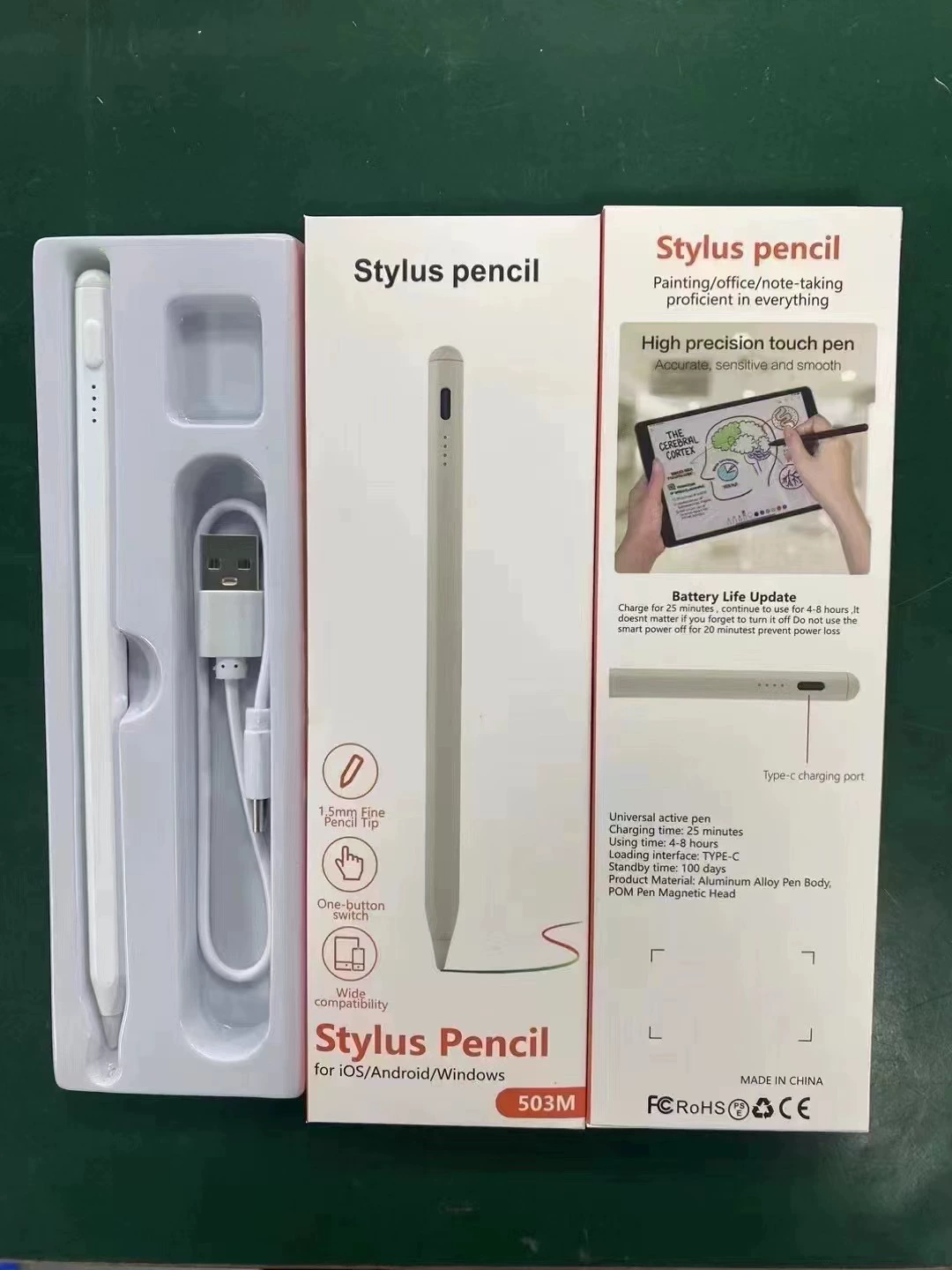 Stylus pen 2259 capacitive, universal touch pen for Android/iOS, magnetic attach and replaceable tip