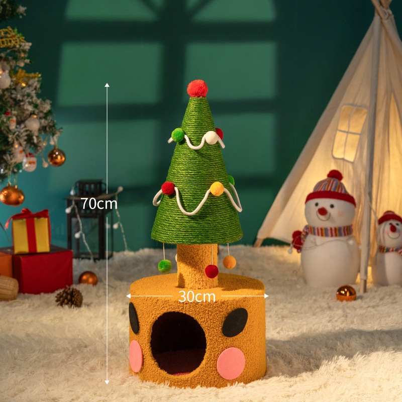 クリスマス猫クライミングフレーム、猫の巣、猫の木、冬用ベルベット猫フレーム、小型、スペースをとらない、サイザル麻の耐摩耗性猫スクラッチポール|undefined