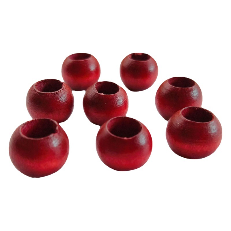 Cuentas de madera joyería 8-50mm cuentas de agujero grande vino rojo madera redonda cuentas de madera DIY perlas sueltas accesorios venta directa al por mayor