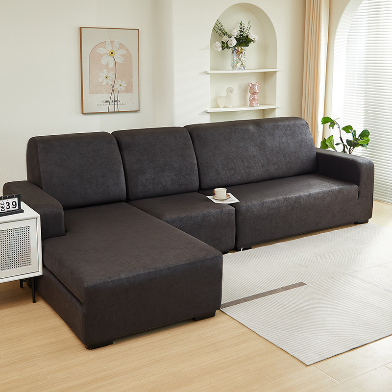 Tecnología de tela sofá cubierta transfronteriza sólido todo incluido perezoso cubierta de sofá cuatro estaciones anti-gato universal agarre sofá almohadilla doble brazo