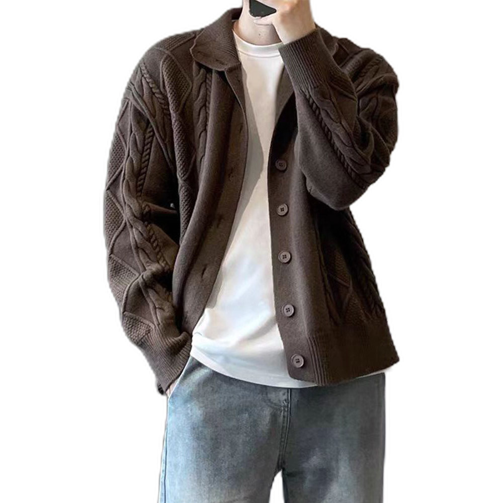 Explosiones transfronterizas de tamaño grande europeo jersey de punto suéter de hombre chaqueta de fijación de ganado chaqueta de invierno fábrica de suéter al por mayor