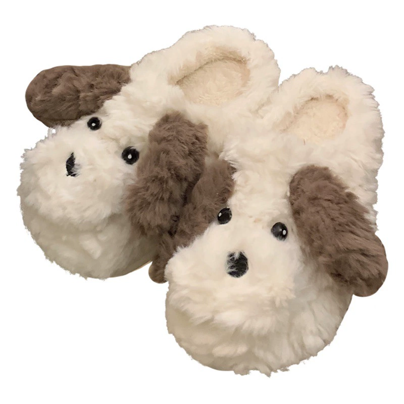 Женские зимние домашние теплые хлопковые тапочки с сердечками для девочек, Мультяшные милые длинные уши, обувь на мягкой подошве для щенков и Луны