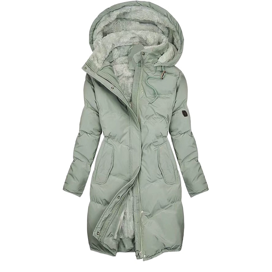 Зимняя теплая куртка Amazon с меховым воротником и хлопковой подкладкой, Женская приталенная куртка на молнии с длинными рукавами и хлопковой подкладкой, пальто с капюшоном 9138