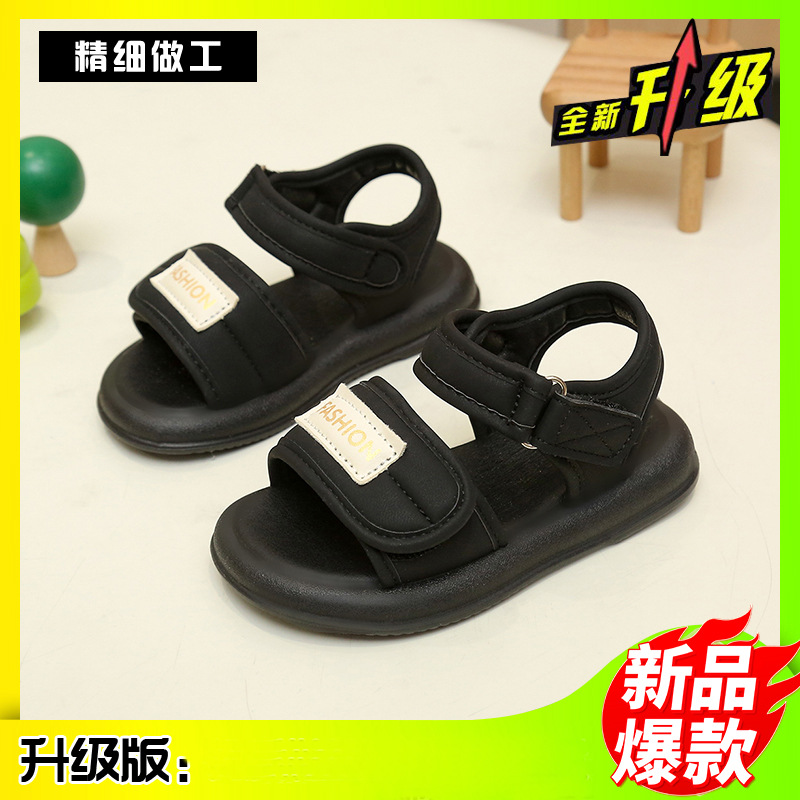 Sandalias para niños 2025 verano nuevo estilo sandalias casuales antideslizantes de suela gruesa para niñas zapatos de playa de suela blanda con punta abierta para niñas