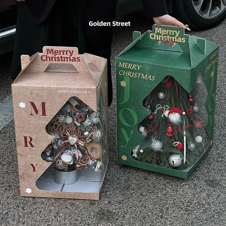 クリスマスクリスマスツリー手提げ紙袋ギフトバッグ窓開きギフトバッグクリスマスイブ透明ギフトバッグ卸売|undefined