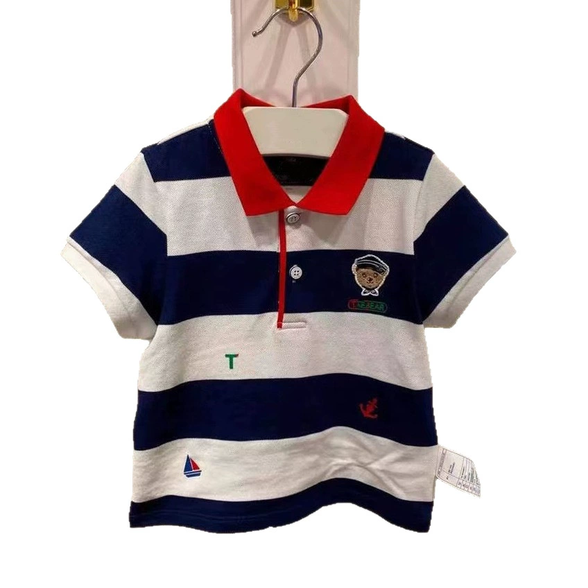 Breathable polo for boys, with short sleeve, children's clothing, with little bears