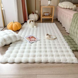 Imitation Rabbit Plush Cream Wind Plush Carpet Bubble Velvet Floor Mat Bedroom Bedside Blanket Living Room Bay Window Mat Household Blanket