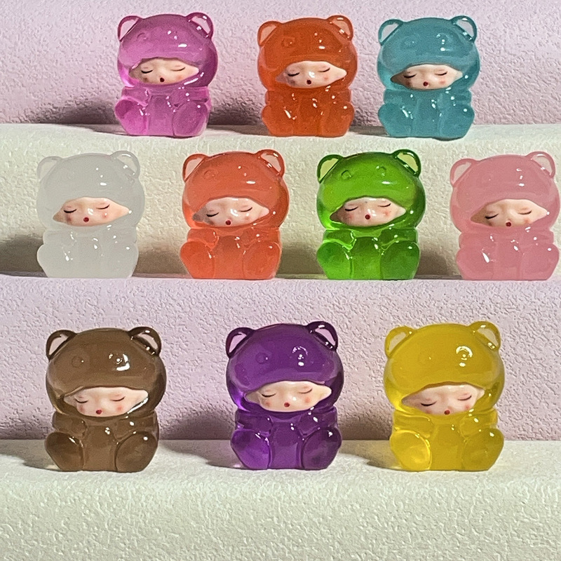 新品夜光小熊软糖饰品 diy卡通车载桌面摆挂件钥匙链挂件潮玩萌粒|undefined