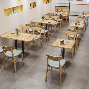 Staff Canteen Dining Tables and Chairs Milk Tea Shop Solid Wood Tables and Chairs Catering Food City Fast Food Restaurant Tables and Chairs Booth Sofa Combination