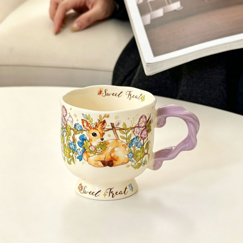 Cute Cartoon Mug Birthday Gift Ceramic Cup Couple Water Cup Coffee Mug High-Value Souvenir for Girls