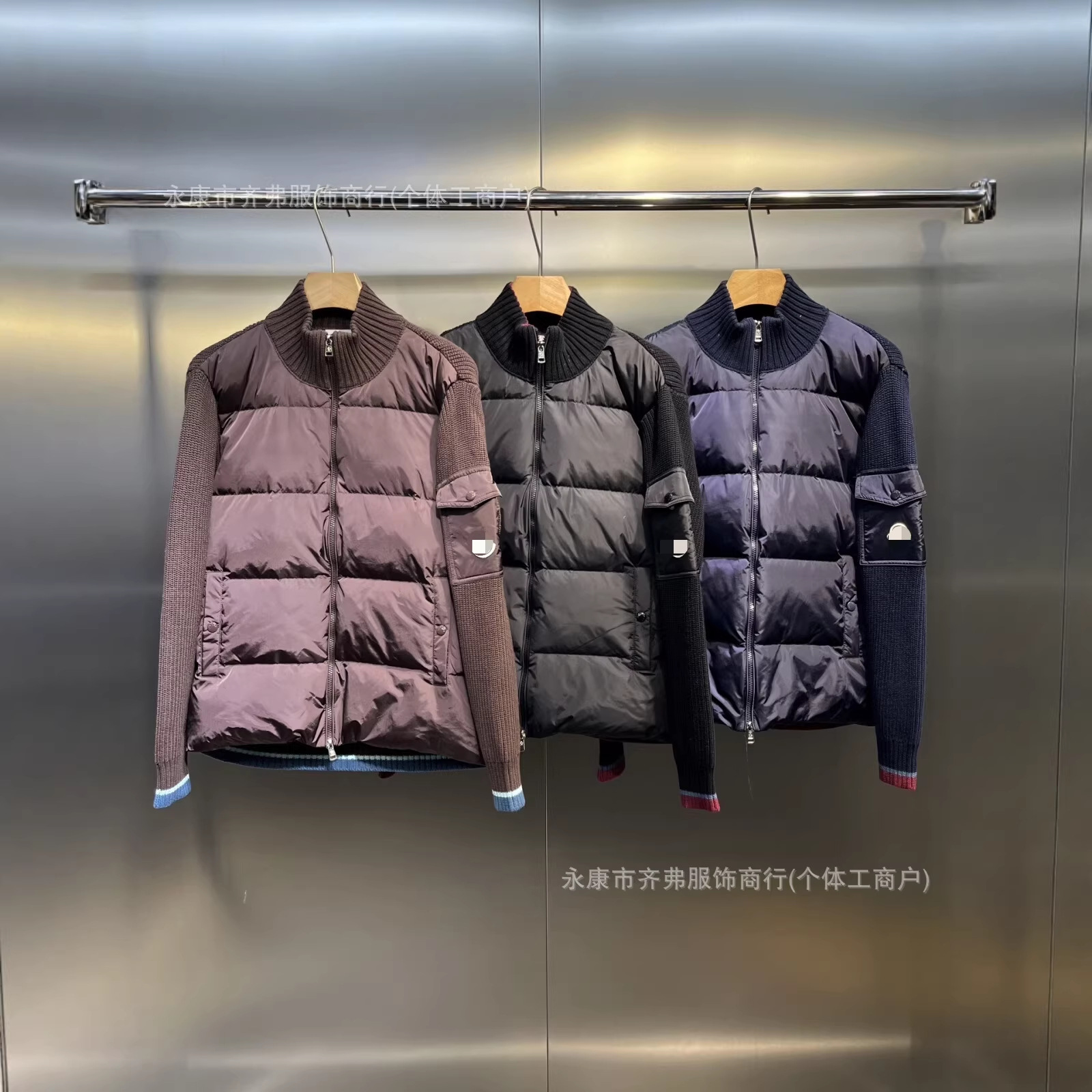 Mengjia's New Autumn and Winter down Jacket with Stand Collar, Trendy Brand, Woolen Sleeves, Zipper, Couple's Coat, Hooded down Jacket