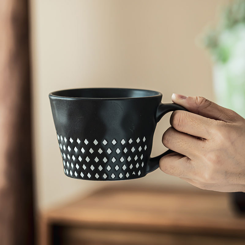 Taza de diamante creativa taza de cerámica doméstica taza de café de gran capacidad taza de agua negra taza de leche al por mayor