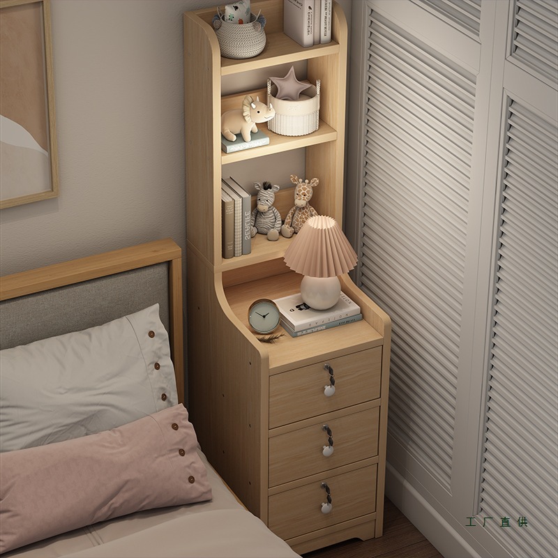 Bedside Table Ultra-Narrow Storage Rack Bedroom Modern Simple Bedside Cabinet Simple Rental Room Small Storage Storage Cabinet