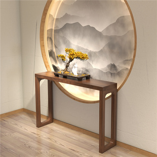 ♤New Chinese-style Entrance Table Wall-leaning Long Table Solid Wood Fragrant Case for Table and Case Zen
