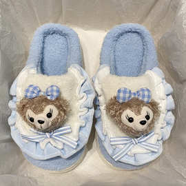 棉拖鞋女士冬季2024新款室内家居情侣家用保暖月子防滑毛拖鞋冬天