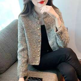小香风洋气女士外套春秋季2025年春装新款小个子粗花呢气质上衣女
