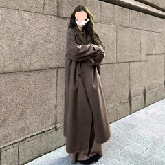 韩系设计感毛呢外套大衣秋冬季2025年新款女小个子气质中长款风衣