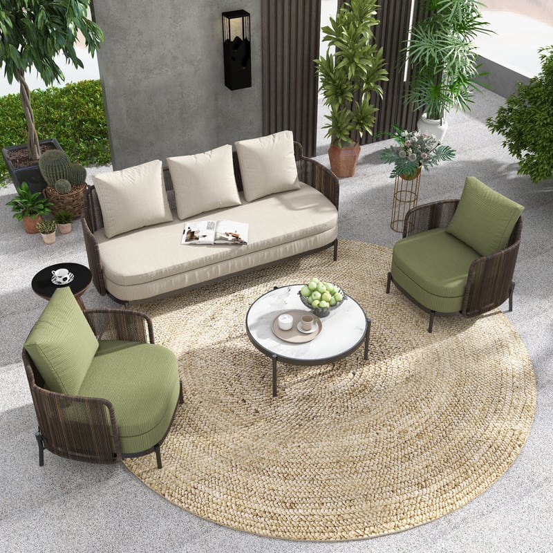 Outdoor Sofa Leisure Rattan Designer Rattan Chair Garden Villa Outdoor Furniture Simple Hotel Table Courtyard Sofa