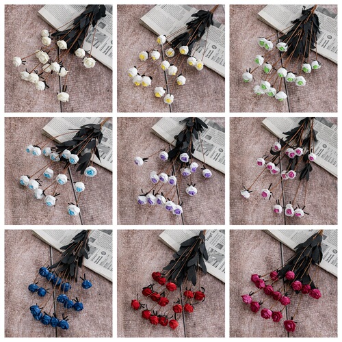 Cross-border foreign trade 15-head PE small rose foam artificial flowers wholesale fake flowers wedding home decoration MW09902