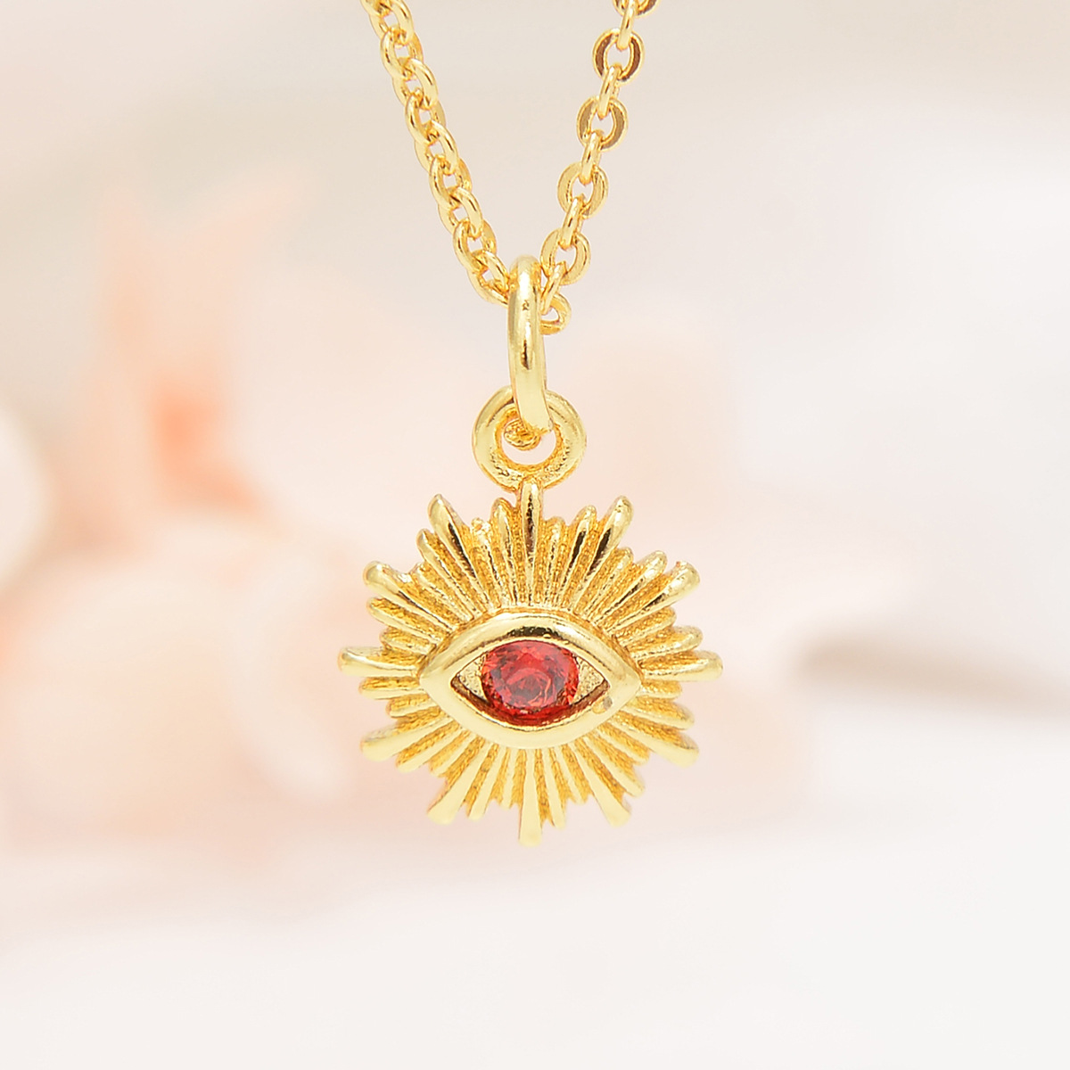 Copper Chain Material Copper Inlay Color Block Rhinestones Pendant Necklace