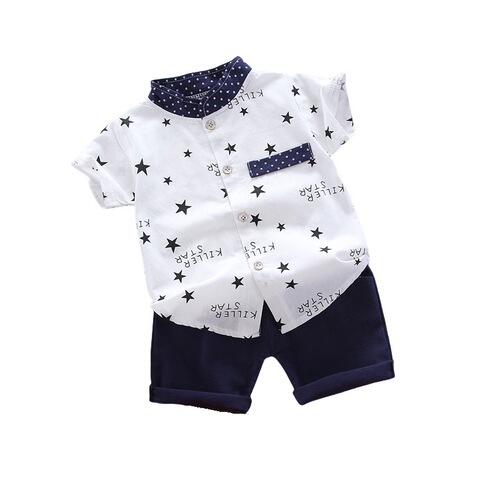 Children's Summer Set 2025 New Round Neck Star Short Sleeve Shirt and Shorts Two-Piece Set for Cross-Border Exclusive Sale