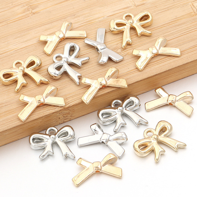 Ccb Electroplated Silver Asymmetrical Bow DIY Necklace Beaded Accessories Headdress Hairpin Brooch Accessories through Hole Loose Beads Ccb Electroplated Silver Asymmetrical Bow DIY Necklace Beaded Accessories Headdress Hairpin Brooch Accessories through Hole Loose Beads