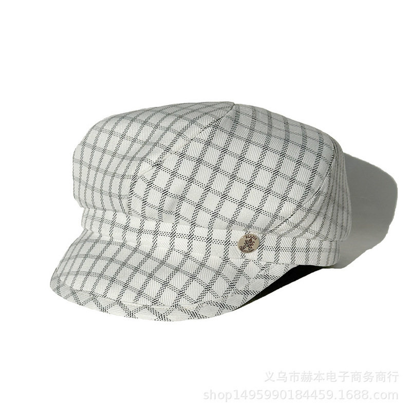 新款CA家章若楠同款报童帽黑色帽子百搭英伦复古格子鸭舌帽男女款|undefined
