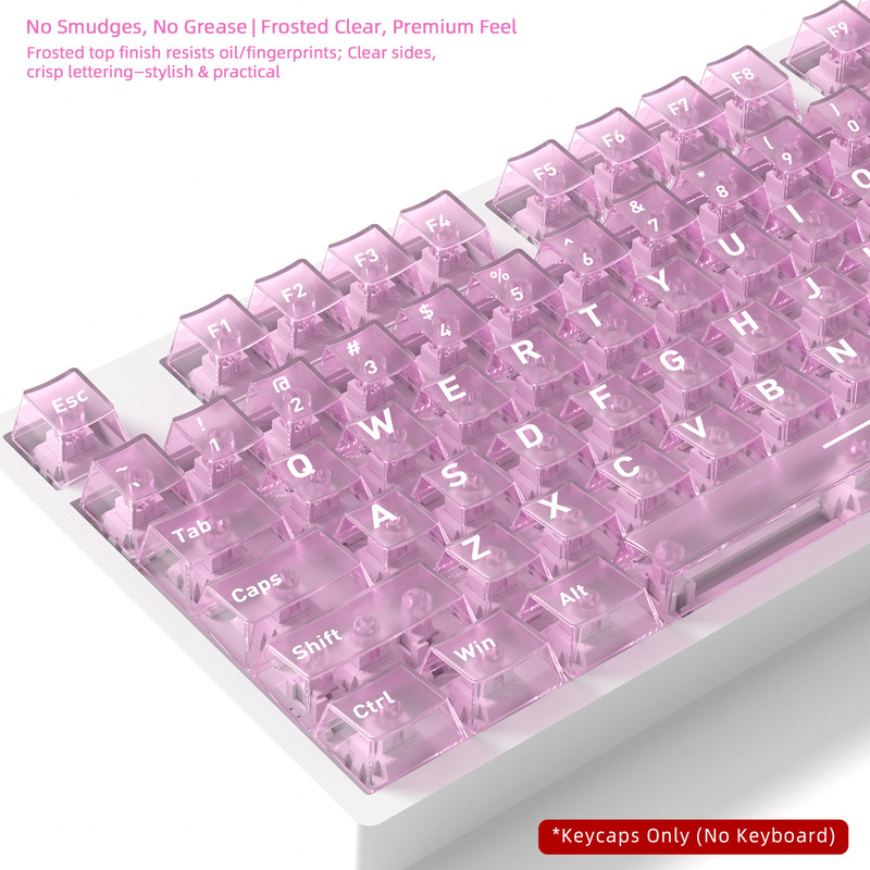 [Original Factory Frosted Transparent 2.0] Mechanical Keyboard Keycaps with Frosted Transparent Pc White and Black Translucent Top Surface, Small Full Set