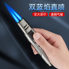 金屬長條雙火直衝小噴槍 小巧手持小焊槍雪茄艾灸香薰火機 跨境品