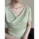 The giant of Tao Chuan is thin!! Women's Skinny Elegant Short-Sleeved Top with Swing Collar and Irregular Wood-Ear Top YL188