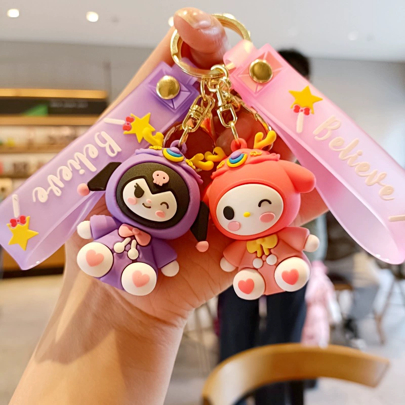 Sanrio, cartoon cute keychain, doll, school bag, pendant, car keys, Birthday gift