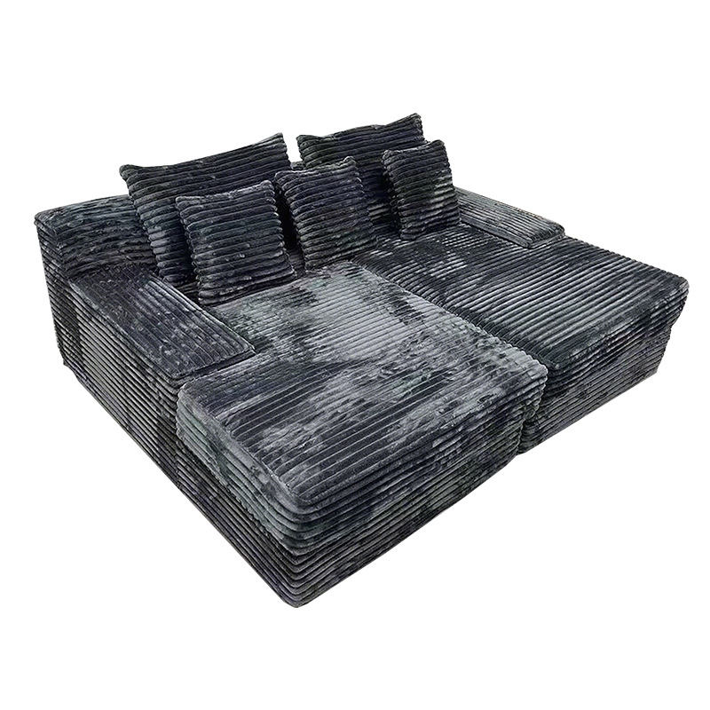 Sofá de compresión de conejo de peluche grupo rayas mega ancho sofá perro sandy esponja sin hueso ocio sillón de cama