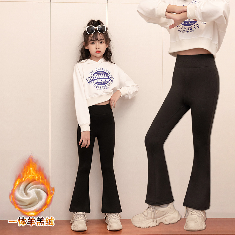 儿童加绒鲨鱼裤女外穿高腰修身2025秋冬款女童瑜伽芭比提臀打底裤