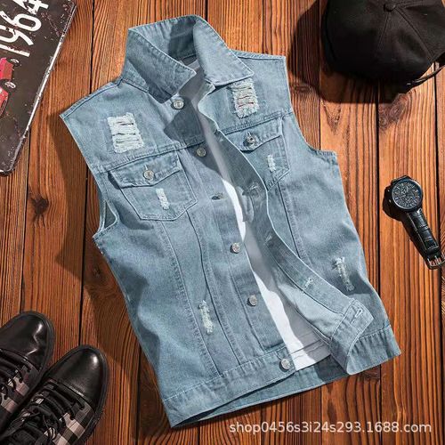 Vintage Cowboy Vest for Men and Teenagers, Loose and Casual Streetwear High-End Brand Sleeveless Cardigan Sweatshirt