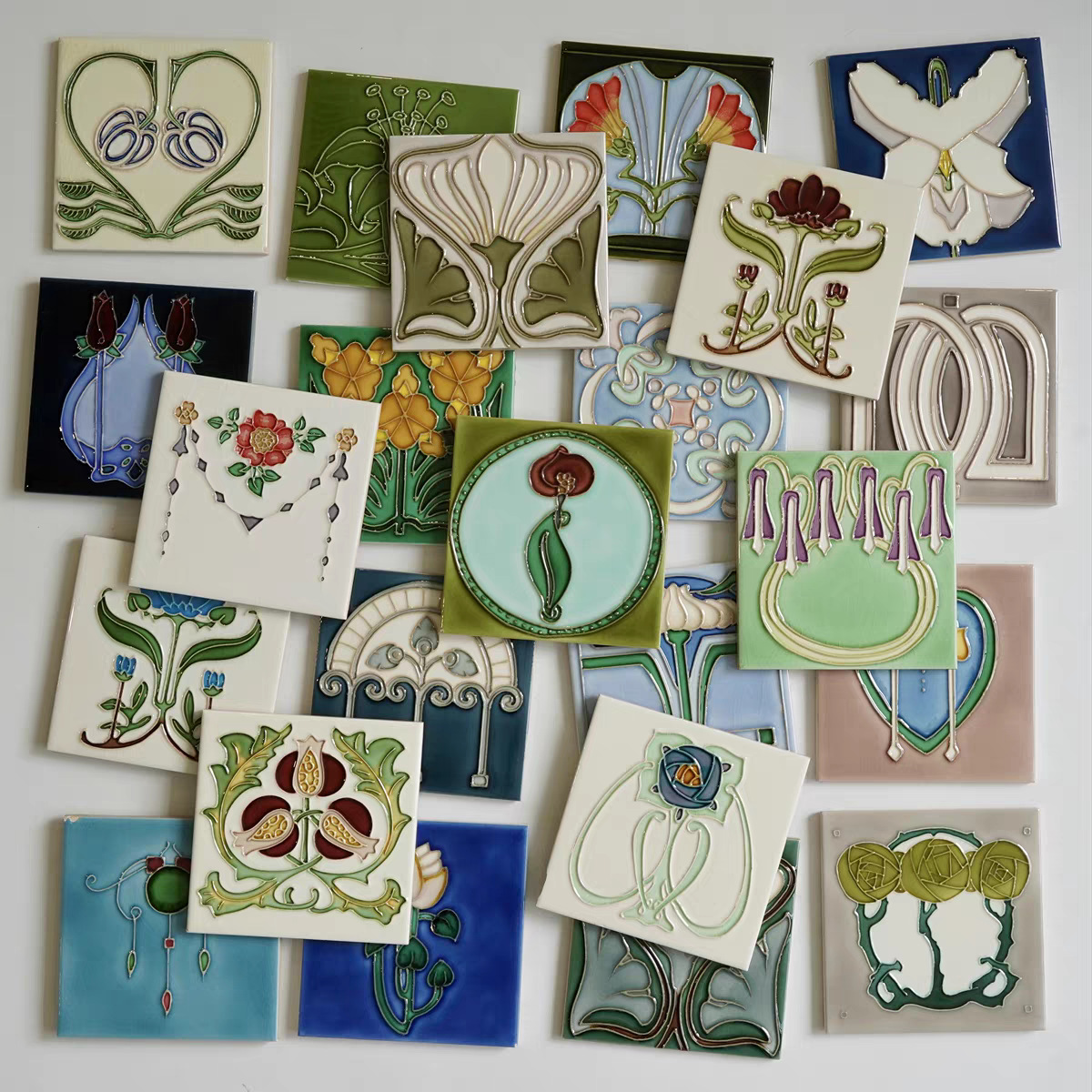 复古英式手绘珐琅花砖厨房卫生间老洋房瓷砖阳台玄关古董法式釉面