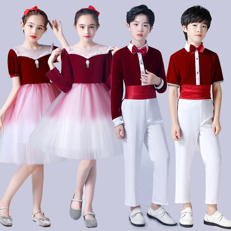 儿童合唱服中小学生诗歌朗诵比赛服班服爱国演讲比赛主持人表演服