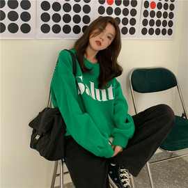 美式字母印花卫衣女2025新款秋冬加绒加厚时尚洋气长袖上衣小个子