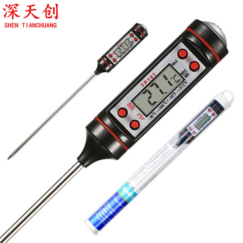 Kitchen Oil Temperature Tester BBQ Baking Thermometer Electronic Food Temperature Probe TP101 Black and White