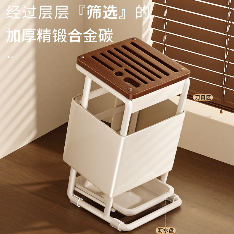 中古风斜插刀置物家用多功能厨房刀具一体纳台面沥水高颜值刀座|undefined