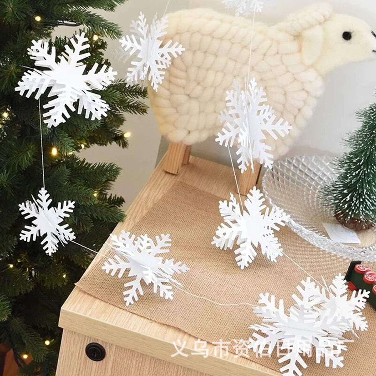 Christmas 12-piece 3D stereoscopic small number snowflake hanging decoration card string flower flower decoration store decoration supplies