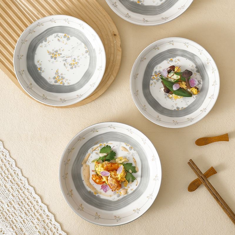 日式花间集餐盘家用陶瓷菜盘新款釉下彩高颜值创意实用盘餐具菜盘