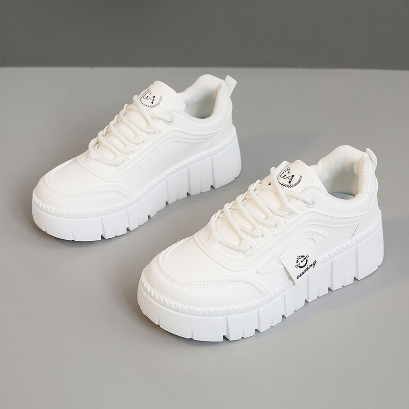 SH312 Neue Damen-Plateauschuhe mit Farbblock-Design für Frühling und Herbst 2025, dicke Sohle, Leder, höhenverstärkend, schlicht, für Studentinnen_voghion.com