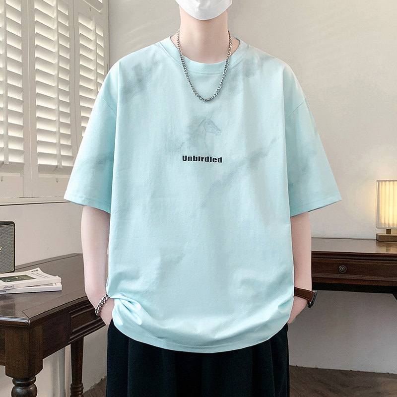 Youth Gradient Short-Sleeved T-Shirt Men's Summer Thin Clothing Junior High School Students Half-Sleeved T-Shirt Simple Men's Youth