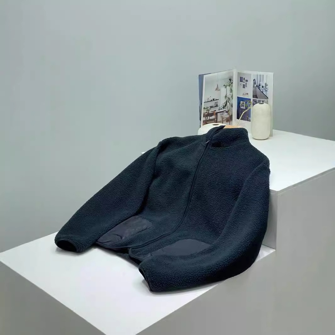 Herren 23 neue Winterjacke mit lockerem Stehkragen, warme und lässige Fleecejacke mit Reißverschluss_voghion.com