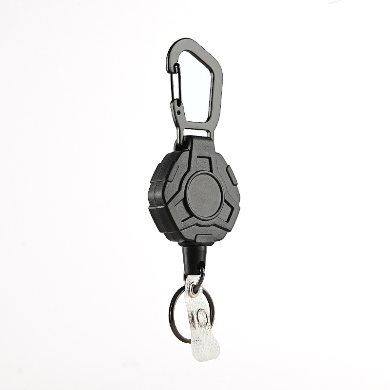 Cuerda de alambre de acero en negrita de alta elasticidad llavero telescópico mosquetón cuerda de tracción al aire libre segundo rebote antirrobo anti-perdido hebilla de tirón fácil