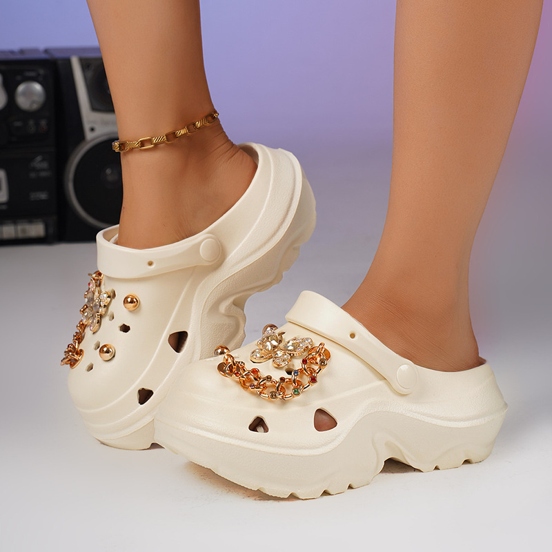 6.5cm Thick-Soled Women's Summer Clogs for Outer Wear Garden Shoes Cartoon Cute Sandals and Slippers for Summer Soft and Wear-Resistant