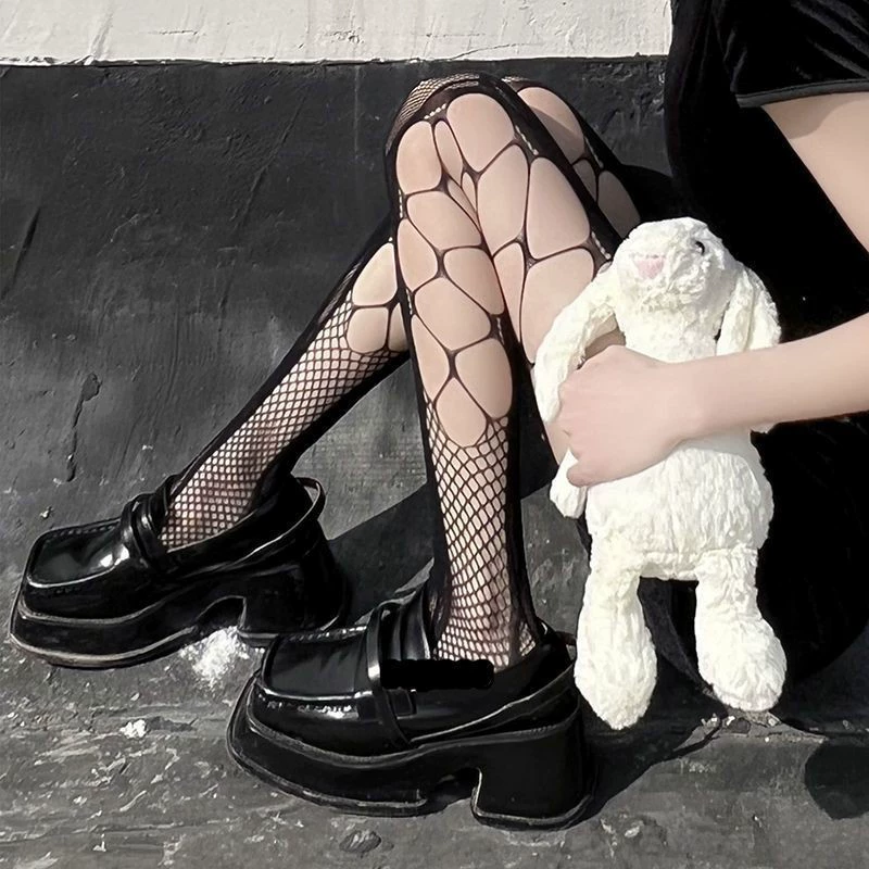 Tights (base) fishnet with bow, European style, plus size, one-size, multiple patterns
