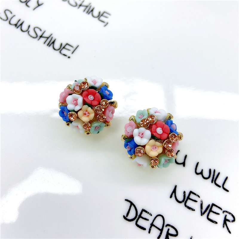 fashion multicolor morning glory rhinestone earrings