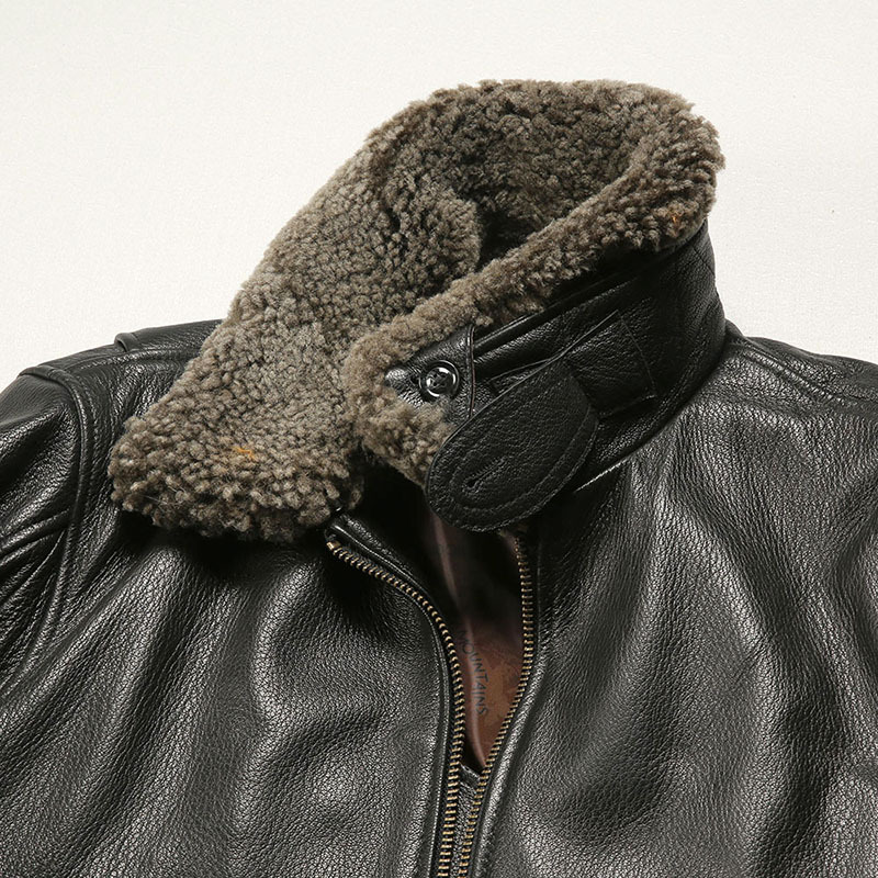 Men’s Genuine Goatskin G1 Bomber Jacket – Detachable Wool Collar, Vintage Flight Style (S-2XL)_voghion.com